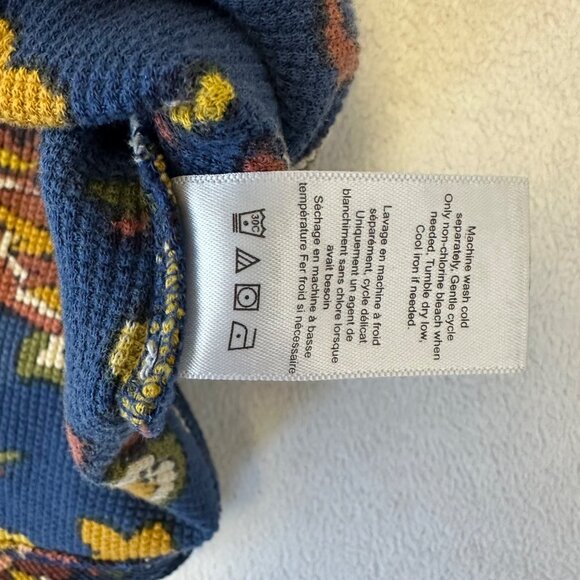 Coldwater Creek Waffle Knit Vintage Vibe Henley Top Blue Jewel Tone Florals 2X - Picture 8 of 11